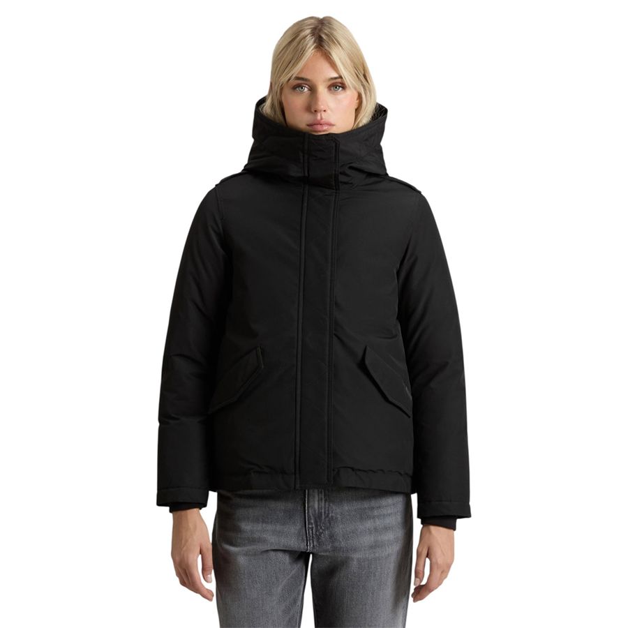 Military jacket giacca imbottita in Ramar Cloth con cappuccio da donna Woolrich | CFWWOU2075BLK